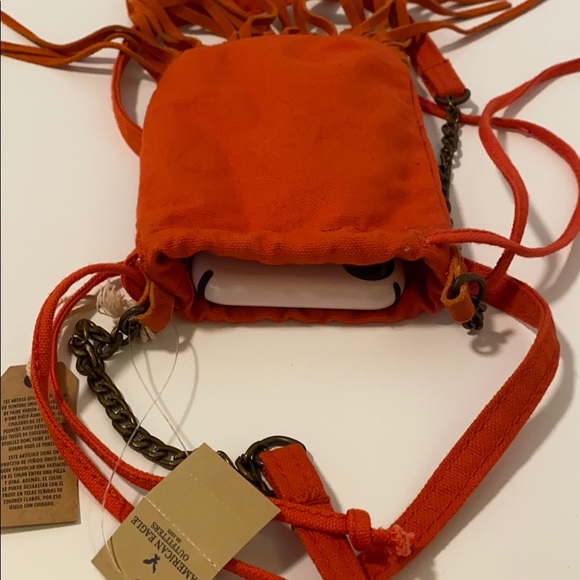 Coral canvas and suede fringe bag - Picture 7 of 8
